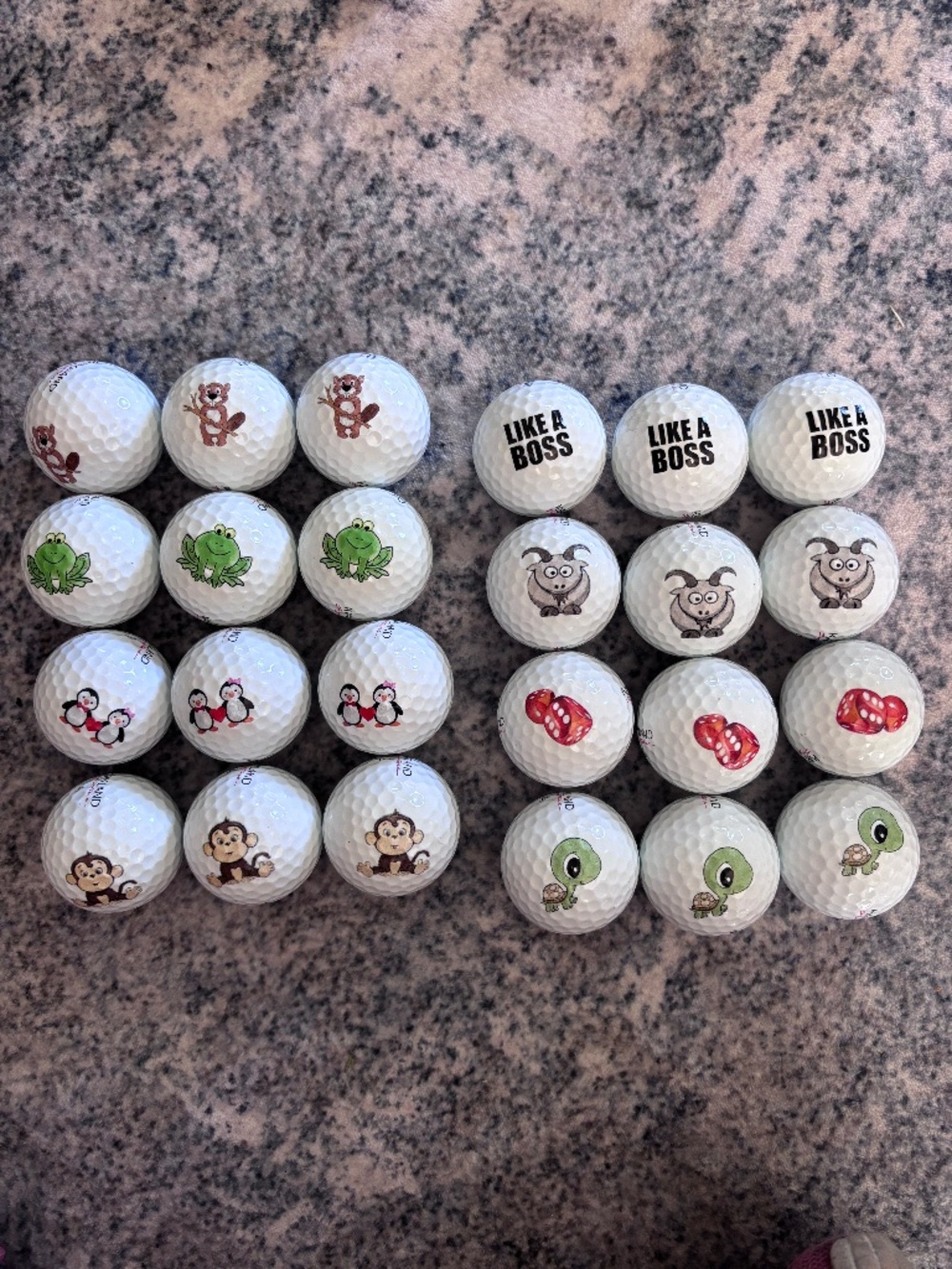 2 dozen fun prints golf balls Kirkland brand